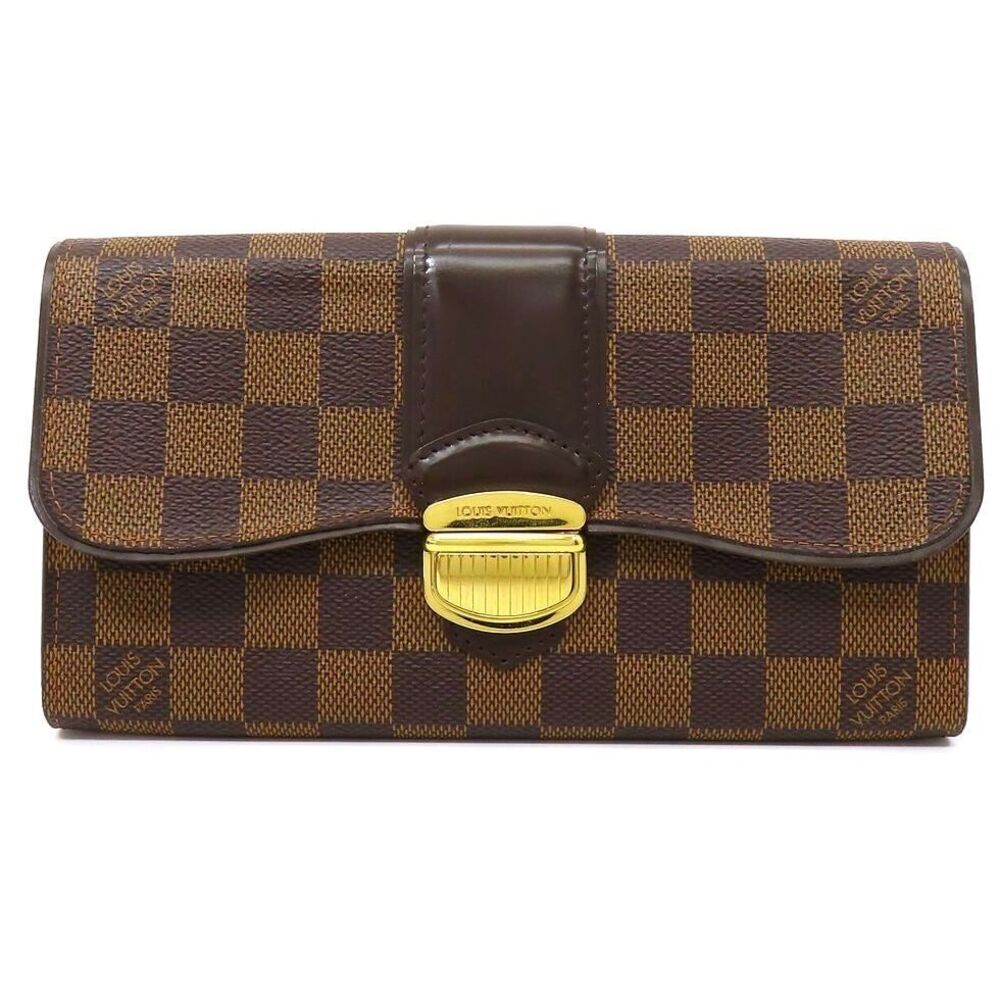 Louis Vuitton Damier Ebene Brown Portefeuille Sistina Long Wallet